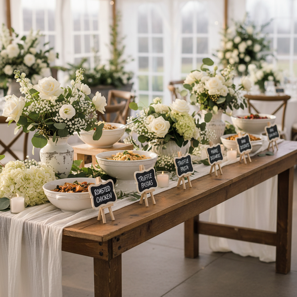 The Real Difference Between Mini Chalkboard Food Label Signs and Printed Cards for Your Buffet, Wedding, or Party — And Which One Fits Your Setup