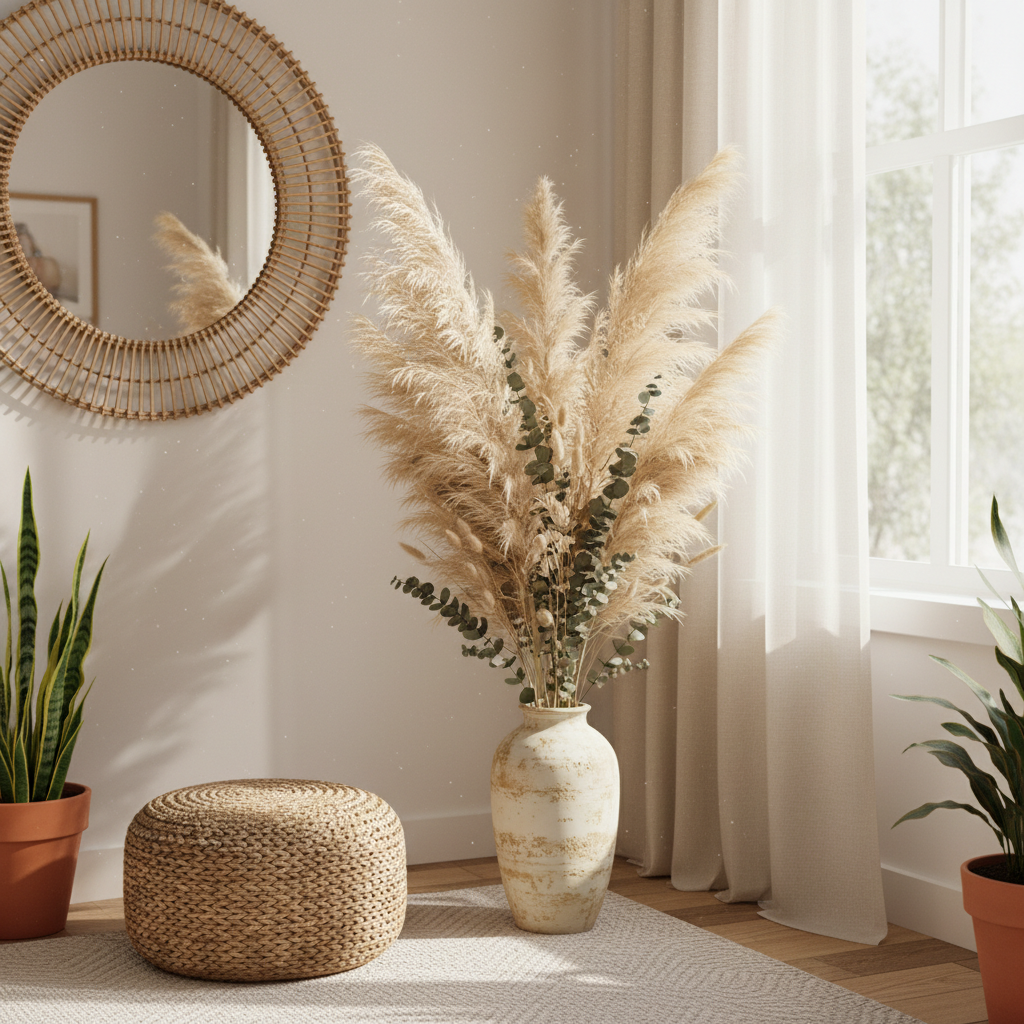 From Bare Corners to Stunning Spaces: A Step-by-Step Boho Pampas Grass Floral Arrangement Decor Guide for Home Decorators