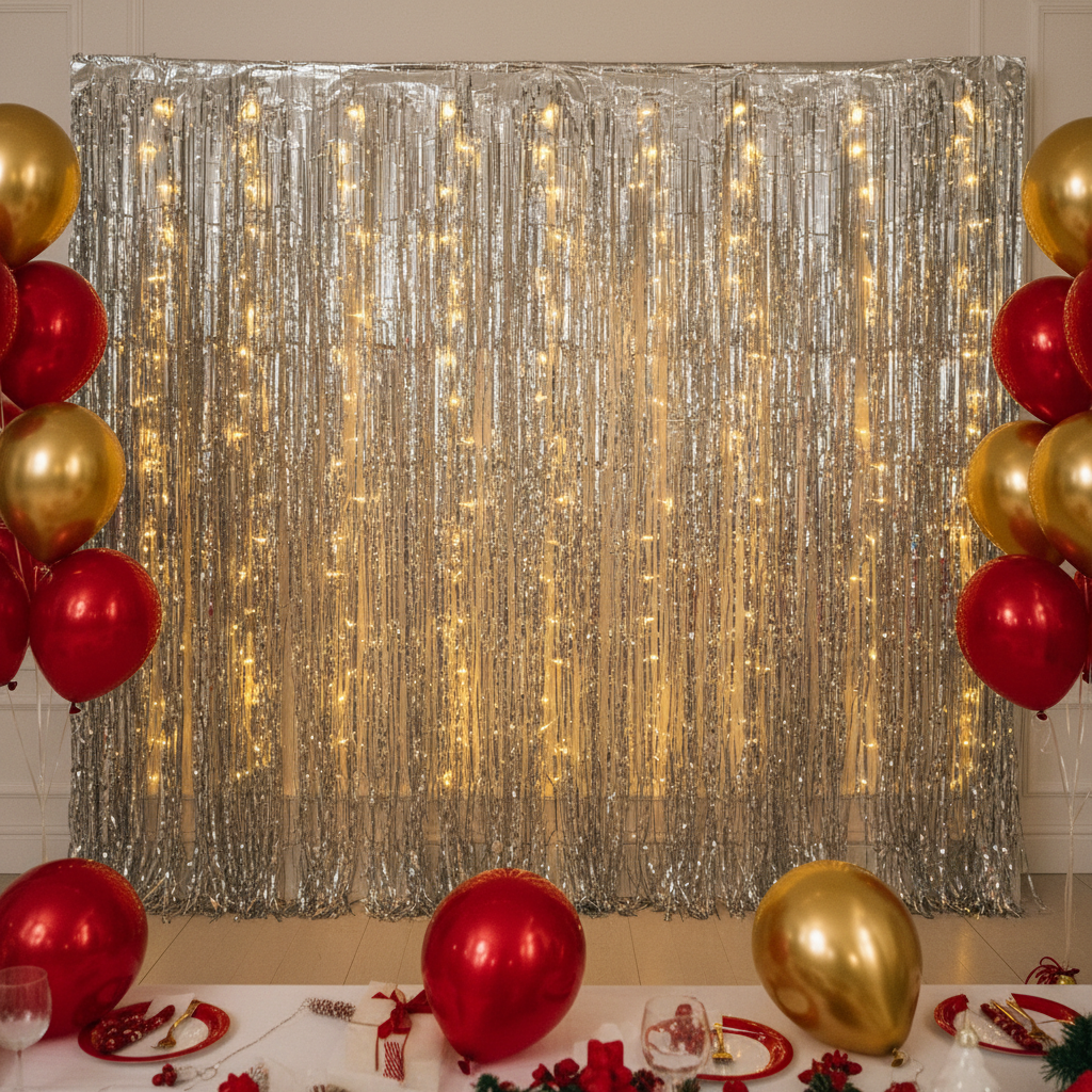 Silver Tinsel Garland Christmas Party Backdrop Trends Worth Following — and 4 You Should Skip