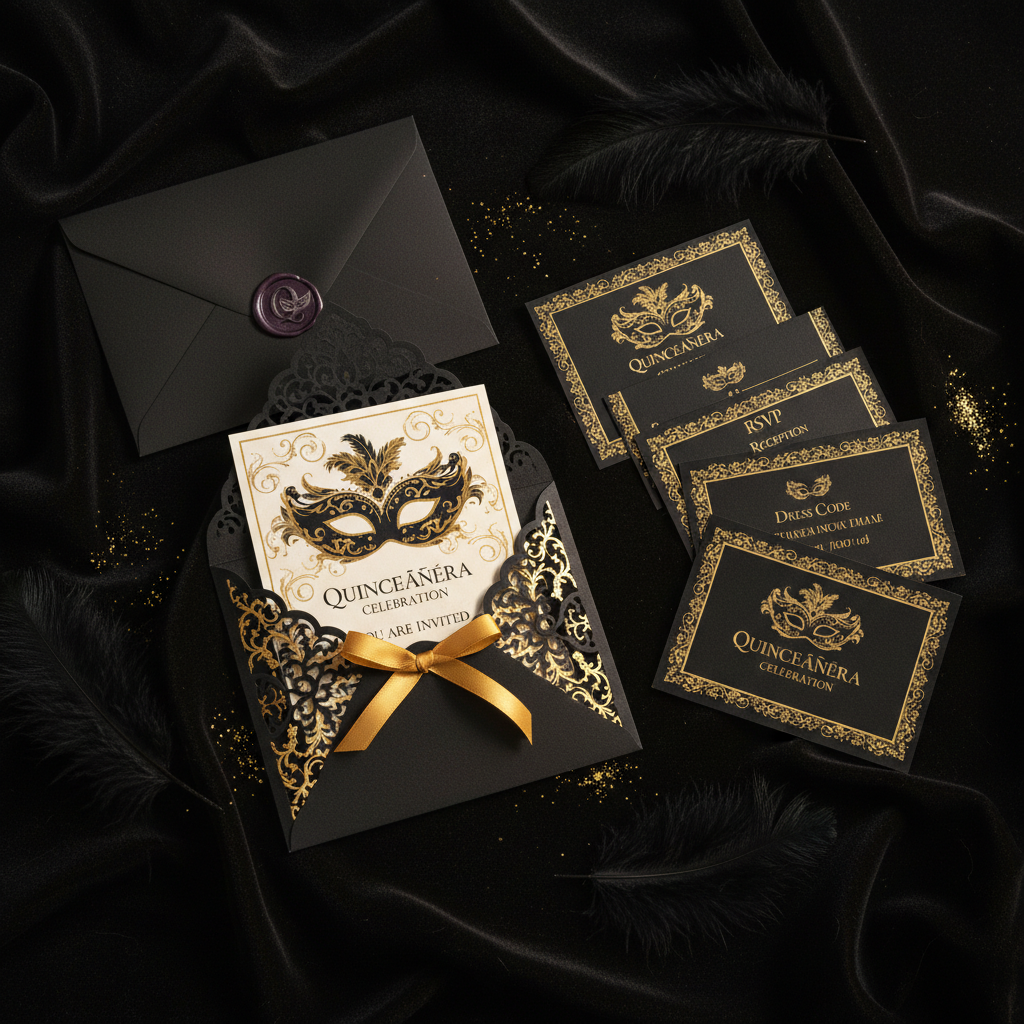 Skipping a Cohesive Theme in Masquerade Quinceañera Invitation Pocket Envelope Ideas Now, a Forgettable First Impression Later — Prevented by 1 Simple Planning Habit
