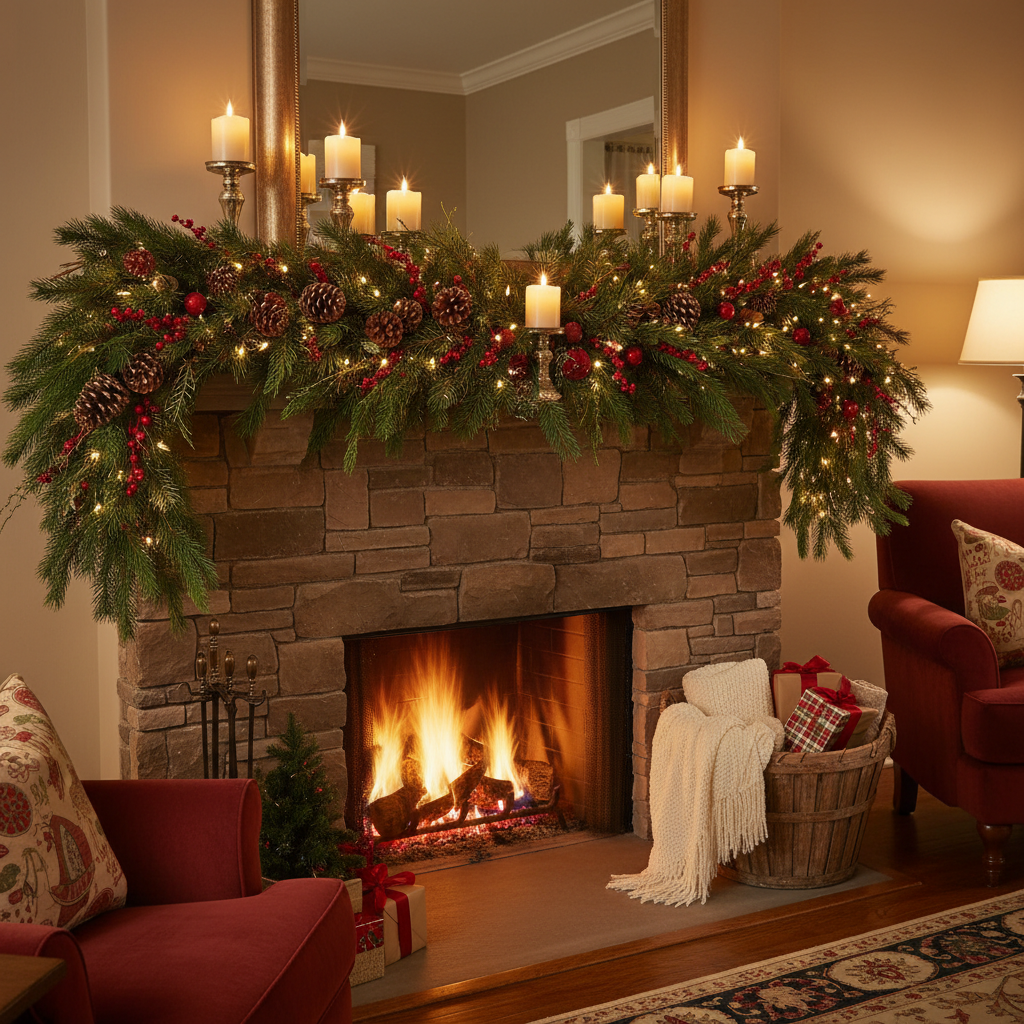 Flat and Forgettable Mantle Decor in Christmas: Repair the Missing Greenery Layer, Skip the Replacement