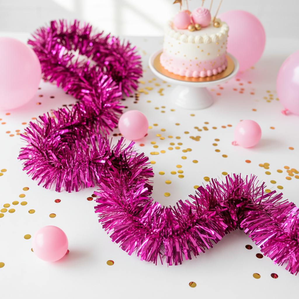 Hot Pink Metallic Tinsel Garland Keeps Sliding and Looking Limp: What Party Stylists Do Differently