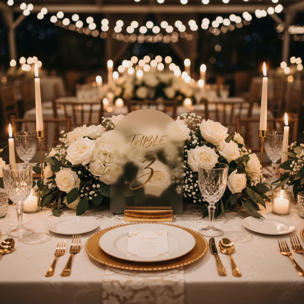 Frosted Acrylic Table Number Signs at Your Wedding Reception Are Doing More Work Than You Think