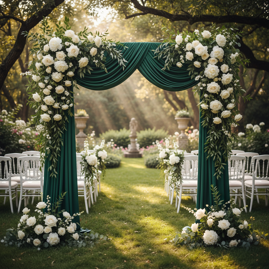 Your Outdoor Ceremony Arch Looks Bare and Unfinished — What a Green Spandex Arch Cover Actually Fixes