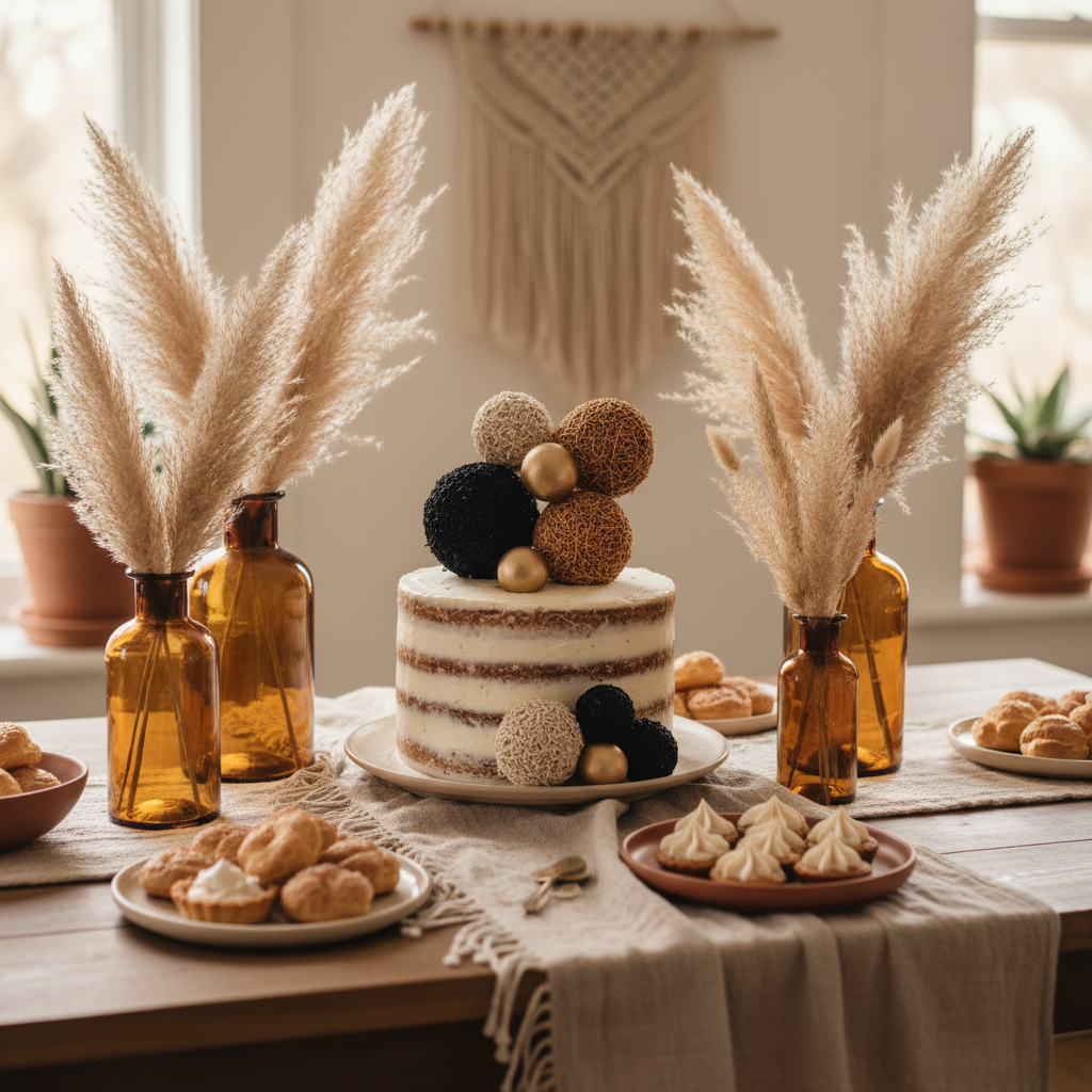 What a Boho Ball Cake Topper Actually Does to a Birthday Dessert Table Setup