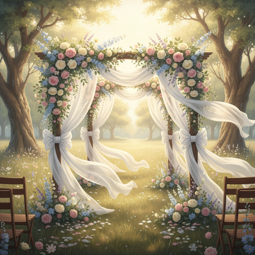 How Organza Chair Sashes Became the Budget-Friendly Secret Behind Pinterest-Worthy Wedding Arch Draping