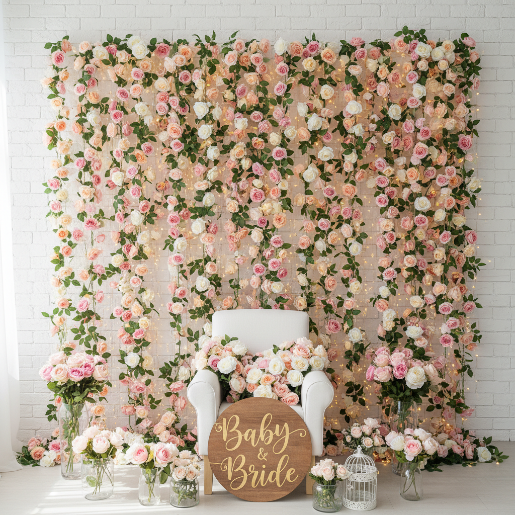 Real Flowers Wilt Before the Party Ends: What DIY Silk Rose Vine Wall Backdrops Do Instead