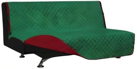 Sofa Slipcover with Quilted Microfiber, 70-Inch Seat Fit, Green/Red