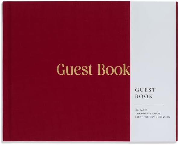 Guestbook with Linen Hardcover, Lined and Blank Pages for Photos