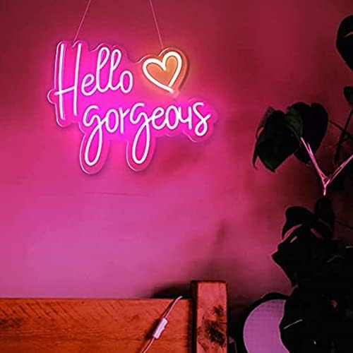 Lighted Neon Sign Yellow Heart Wall Decor 17.7 x 13.8 Inch USB Powered