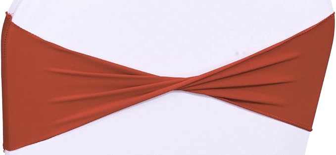 MDS Pack of 200 Spandex Chair Sashes Bows Elastic Stretch Dining Chair Bands Ties Without Slider Buckle Universal fits for Wedding Baby Shower Birthday Party Banquet Event Decoration - Terracotta