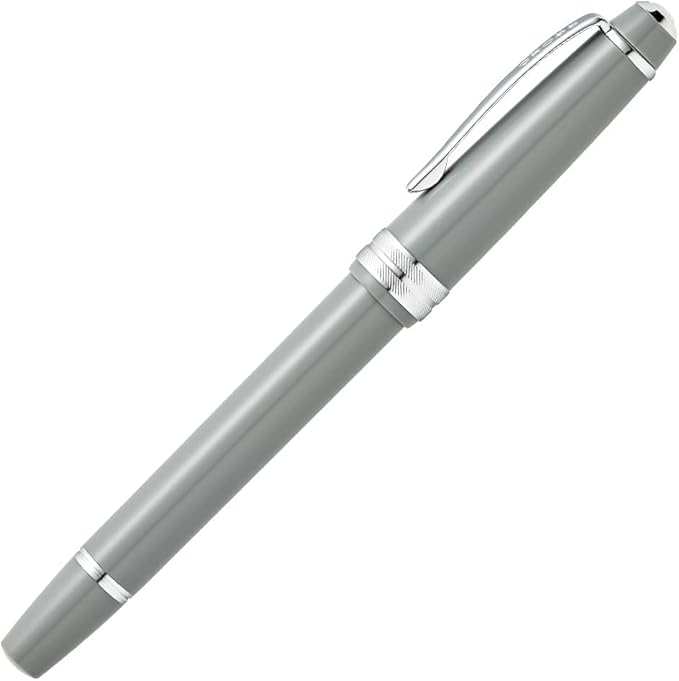 Cross Bailey Light Refillable Fountain Presented in a Everyday Gift Box - Medium Point, Black Ink, Polished Gray
