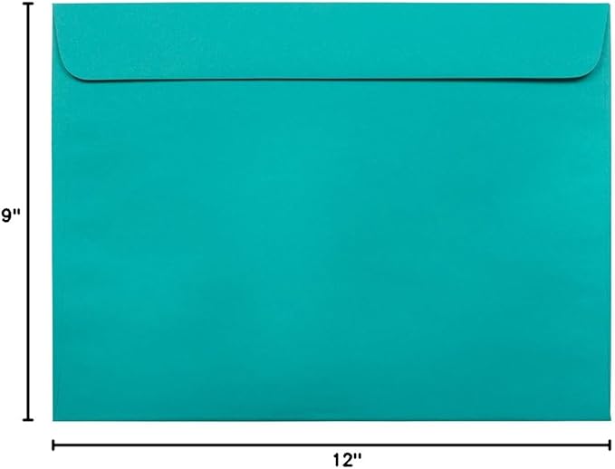JAM PAPER 9 x 12 Booklet Colored Envelopes - Sea Blue Recycled - 25/Pack