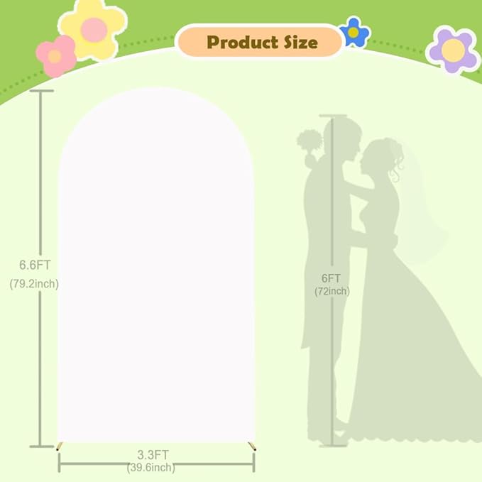 White Arch Cover for Mother`s Day Decor 6.6FT Spandex Arched Backdrop Cover Double Side Wedding Arches Covers Round Top Chiara Back Drop Cover for Baby Shower Banquet Balloon Party Celebration