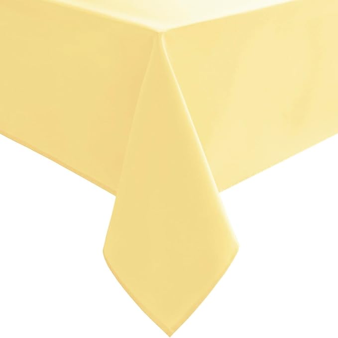 Hiasan Light Yellow Tablecloth for Rectangle Tables - Waterproof and Spillproof Washable Fabric Table Cloth for Dining Room Kitchen Party, 60 x 120 Inch