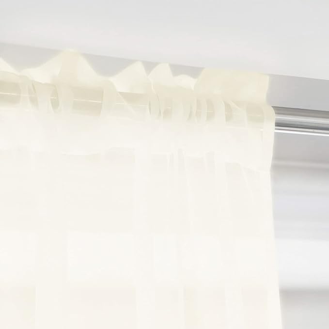 Window Beige Sheer Curtains 48x45 Inches 2 Panels Sheer Curtain Basic Rod Pocket Panel for Bedroom Children Living Room Yard Kitchen (Beige, 48" W x 45" L | 2 pcs)