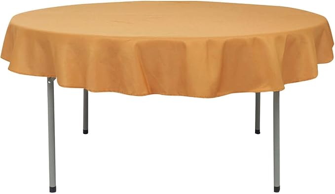 Efavormart Round Tablecloth, 70 Inch Stain & Wrinkle Resistant Washable Table Cloth, Decorative Polyester Fabric Table Cover for Banquet, Wedding, Dining- Gold