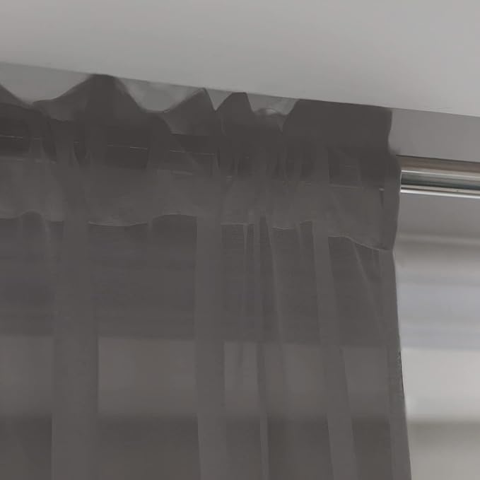 Window Dark Gray Sheer Curtains 130 Inches Long 2 Panels Sheer Curtain Basic Rod Pocket Panel for Bedroom Children Living Room Yard Kitchen (Dark Gray, 52" W x 130" L | 2 pcs)