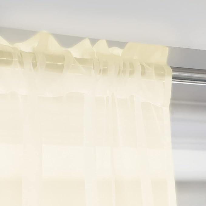 Window Light Yellow Sheer Curtains 60 Inches Width 63 Inches Long 2 Panels Sheer Curtain Clear Curtains Basic Rod Pocket Panel for Home Living Room Bedroom Kids Room Yard Patio Parlor Sliding