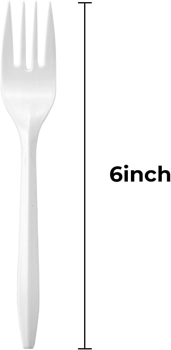 Forks, White Plastic, 1000 Count Bulk Pack, 5.87 Inch Length