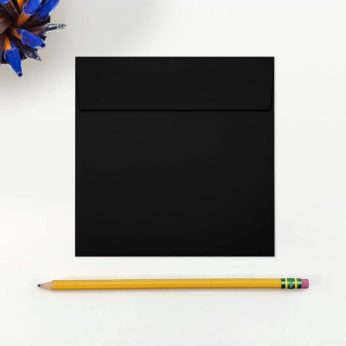 LUXPaper Square Invitation Envelopes | Peel & Press | 5" x 5" | Midnight Black | 80lb. Text | 50 Qty