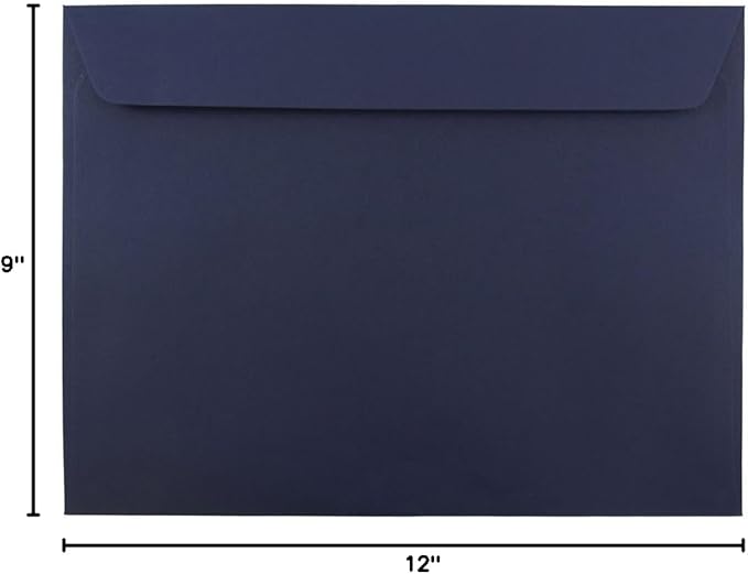 JAM PAPER 9 x 12 Booklet Premium Envelopes - Navy Blue - Bulk 250/Box