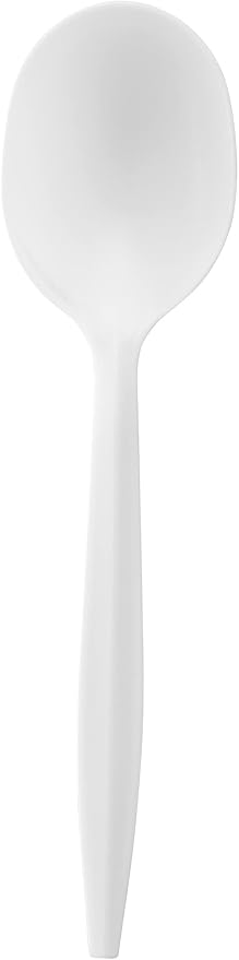 White Plastic Disposable Soup Spoons, 1,000 Count, Medium Weight