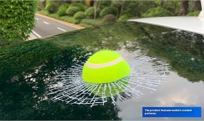 Car 3D elf Ball car Sticker, car Window Funny Creative Decorative Sticker(18cmx18cmx3cm) (Green Tennis)