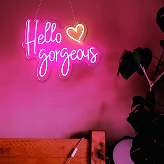 Lighted Neon Sign Yellow Heart Wall Decor 17.7 x 13.8 Inch USB Powered