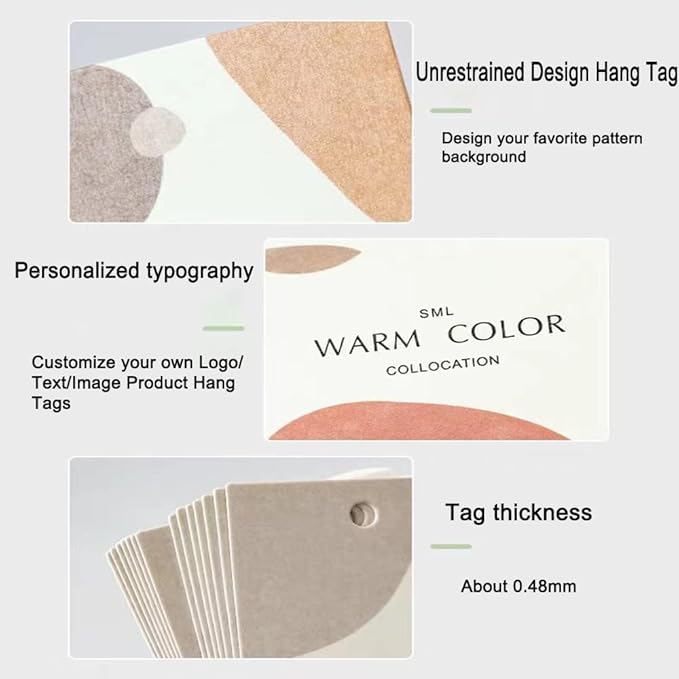 500 Pcs Custom Hang Tags,Personalized Your Logo Photo and Text Design Price Tags Jewelry Hang Tags Labels (Gift Tag Rope)