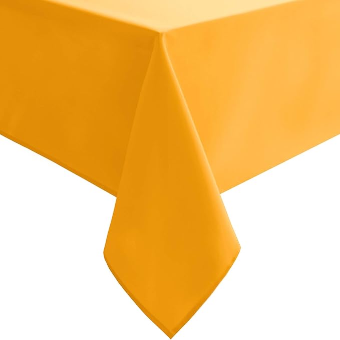 Hiasan Solid Square Tablecloth - Waterproof and Spillproof Washable Table Cloth for Dining Tables, Orange Yellow, 54 x 54 Inch