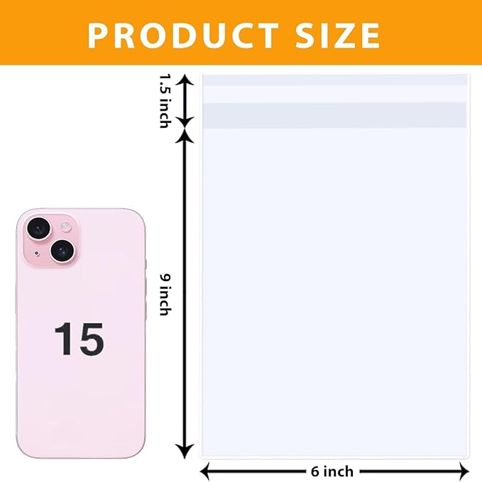 PigPotParty 6"x9" Cellophane Cookie Bags Self Sealing, 200 Pcs Clear Plastic Treat Individual Cookie Bags with seal, Perfect for Goodies, Party Favors, Snacks, Gift Wrapping