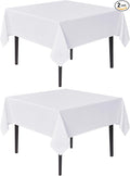 sancua White Square Tablecloths 60x60 Inch, 2 Pack - Fabric Table Cloth for Square or Round Tables, Washable Polyester Table Cover for Dinner, Holiday Party, Decorative Display Tables