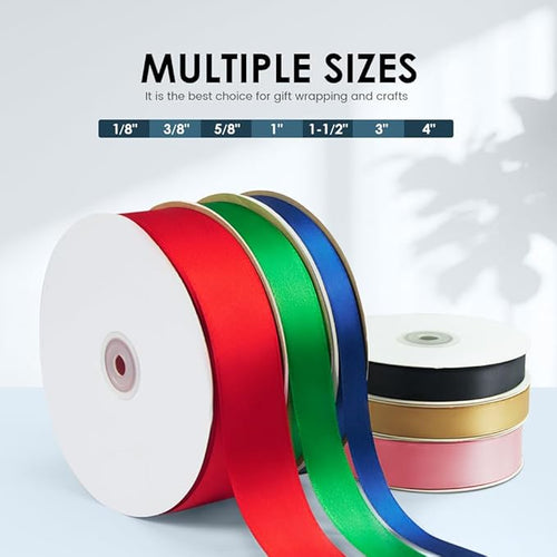 1-1/2" Wide x 100 Yards Single Faced Polyester Baby Blue Satin Ribbon, Perfect for Wedding, Gift Wrapping, Bow Making & Other Projects (Baby Blue)