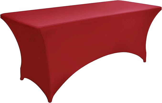 2-Pack 6ft Spandex Table Covers for Rectangle Standard Folding Tables - Wrinkle Resistant Stretch Tablecloths - Ultimate Fitted Table Protector for Parties, Trade Shows, Banquet
