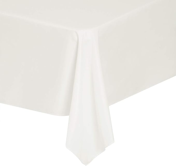 Rectangle Tablecloth 90x132 inch Washable Polyester Fabric Table Cloth for Wedding Party Dining Banquet Decoration（90x132, Ivory）