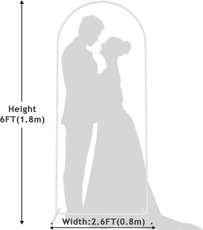 Wedding Arch Backdrop Frame, 6 ft Tall, Square Anti-Rust Iron Design