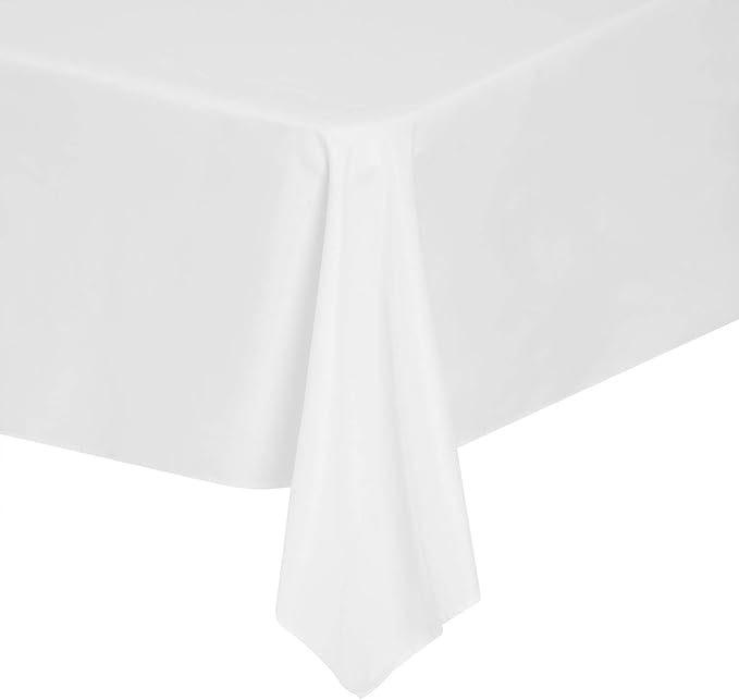 Rectangle Tablecloth 90x132 inch Washable Polyester Fabric Table Cloth for Wedding Party Dining Banquet Decoration（90x132, White）