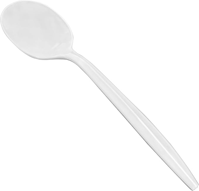1000-Count White Plastic Spoons, 5.87-Inch Modern Disposable Soup Spoons