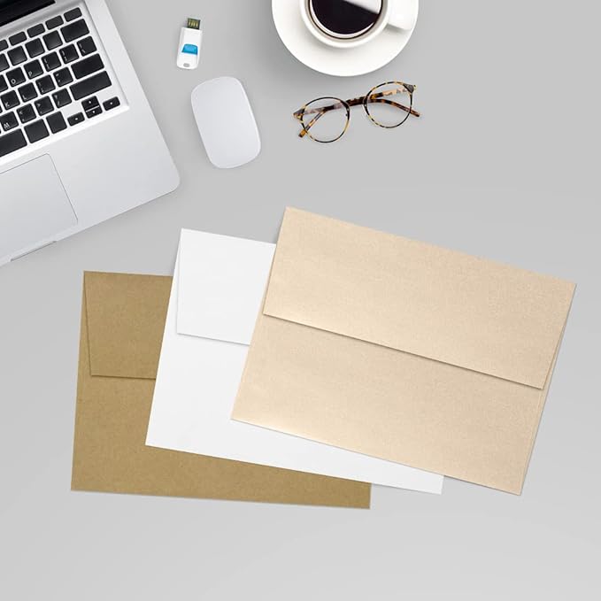 LUXPaper A7 Invitation Envelopes | Peel & Press | 5 1/4" x 7 1/4" | Taupe Metallic | 80lb. Text | 1,000 Qty