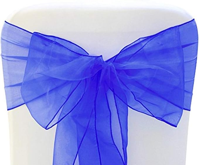 Dining Chair Sashes 25 Pack Royal Blue Organza 6.5 x 108 Inch