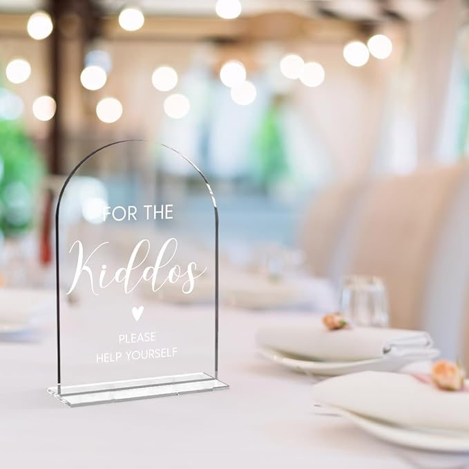 Wedding Sign，For The Kiddos Wedding Sign, Kids Wedding Activities Acrylic Plaque,Please Help Yourself Sign, Wedding Signs For Ceremony And Reception 5 x 7 Inch (White)