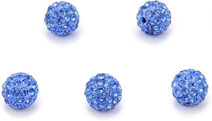 100pcs Adabele Grade A Suncatcher Crystal Rhinestone Pave Loose Beads 10mm Light Sapphire Blue Polymer Clay Disco Ball Spacers Compatible with Shamballa All Craft Jewelry Making DB10-14