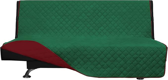 Sofa Slipcover with Quilted Microfiber, 70-Inch Seat Fit, Green/Red