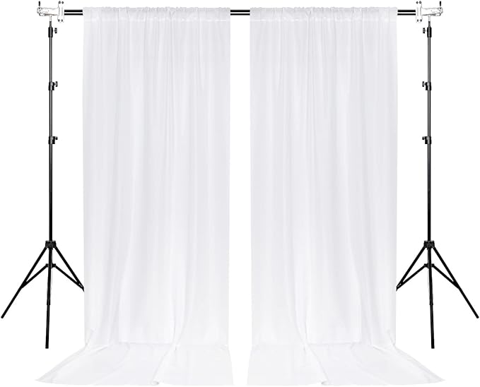 White Backdrop Curtain for Wedding Decor Holiday Party - White Wedding Backdrop Polyester Photography Backdrop Drapes Baby Shower Birthday Privacy Sliding Curtains Home Decor, 5ft x 8ft, 2 Panels