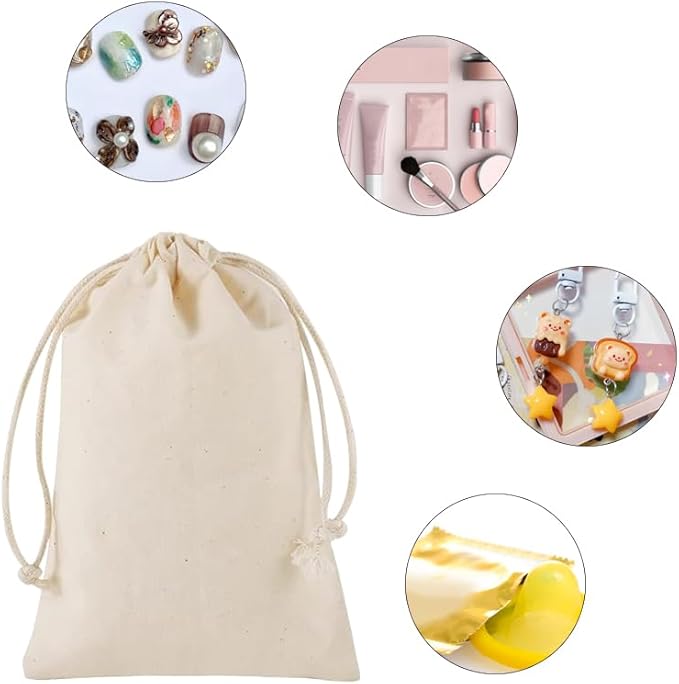 Gift Bags 50 Pack Cotton Muslin Drawstring Bags, 5 x 7 Inches