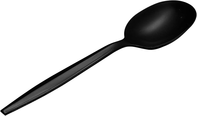 Plastic Soup Spoons, 1,000 Count, Black, Medium Weight