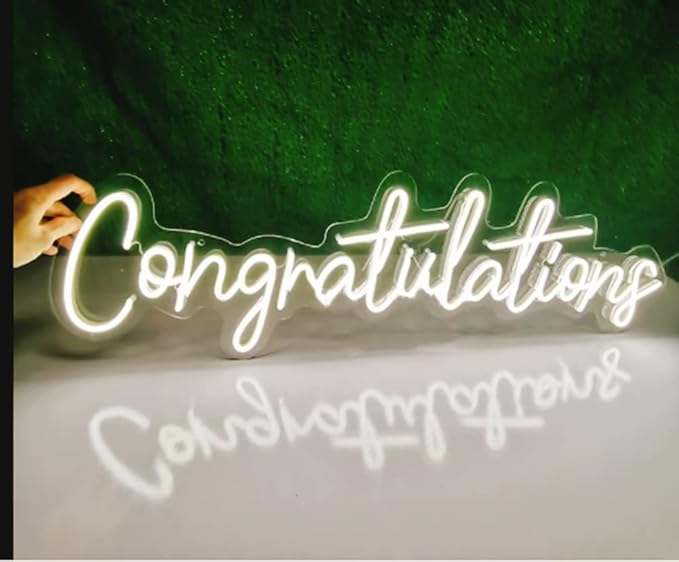 Lighted Neon Sign, USB Powered Congratulation Wall Decor for Parties