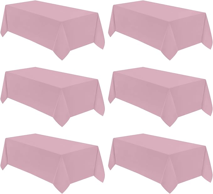 Tablecloths, 6 Pack Pink Rectangular Polyester, 90 x 156 Inch