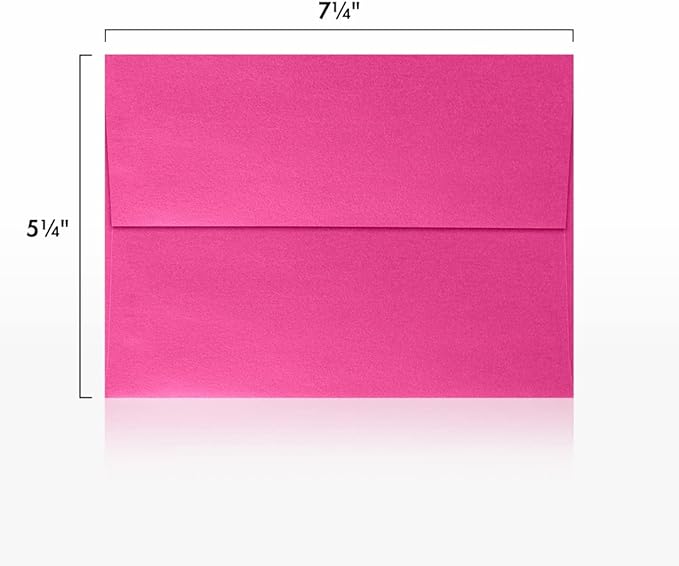 LUXPaper A7 Invitation Envelopes | Peel & Press | 5 1/4" x 7 1/4" | Azalea Metallic | 80lb. Text | 50 Qty